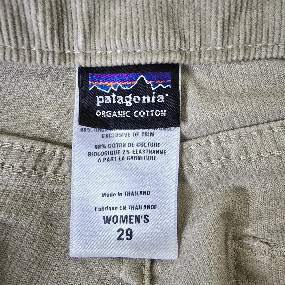 Patagonia Corduroy Pants Womens 29 Khaki Tan Straight Leg Organic Cotton Stretch